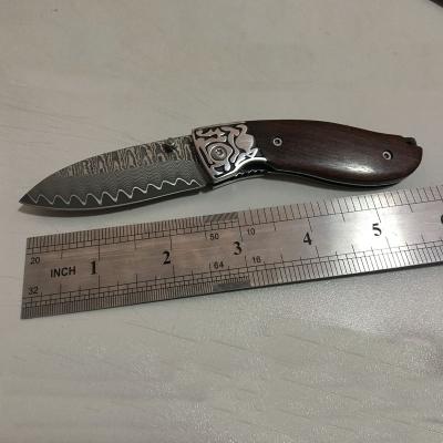 China Handmade Camping Knife Custom Steel Damascus Hand Engraved Folding Knife for sale