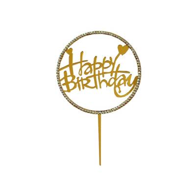 China Acrylic Gold Cake Topper, Acrylic Cupcake Topper Happy Birthday Cake Decorating Supplies for sale