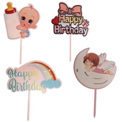 China Funny Acrylic Hot Sale Rainbow Party Happy Birthday Baby Shower Cake Topper for sale