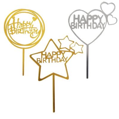 China Happy Birthday Party Acrylic Metallic Decoration, Cheap Acrylic Cake Topper Wholesale for sale