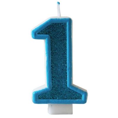 China Funny Flameless Blue Glitter Happy Birthday Number Candle / 0-9 Pattern Candle For Party Time for sale