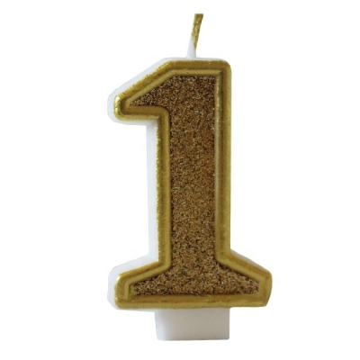 China 2018 Best Selling Flameless Gold Glitter Number Candles Birthday For Party for sale