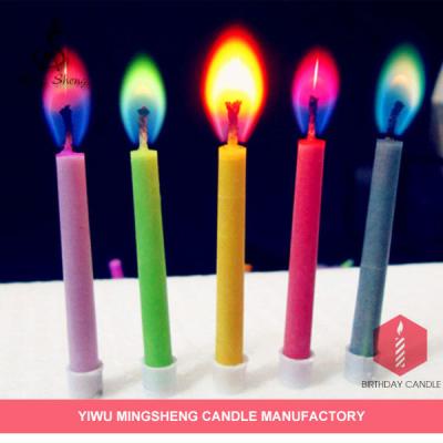 China 6piece Colorful Flame Pillar Color Flame Birthday Candle for sale