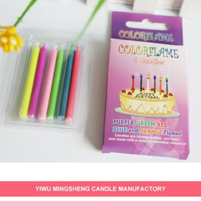 China Wholesale High Quality Colorful 6 Pieces Flame Color Flame Party Candle for sale