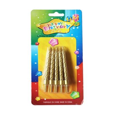 China 10pcs Flame Gold Birthday Spiral Candle, Party Candle Metallic Twisted Birthday Cake for sale