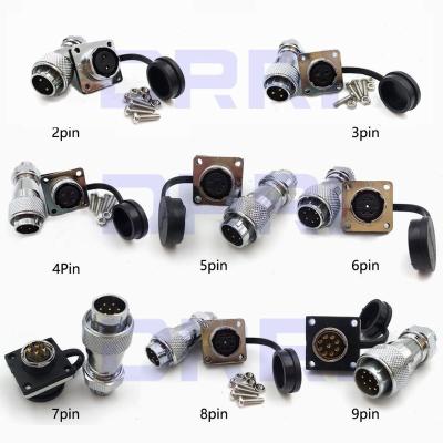 China audio & WS16 IP67 2pin 3pin 4 pin 5pin 6pin 7pin 8pin 9pin Square Metal Flange Chassis Panel Mount Aviation Video Cable Connector for sale