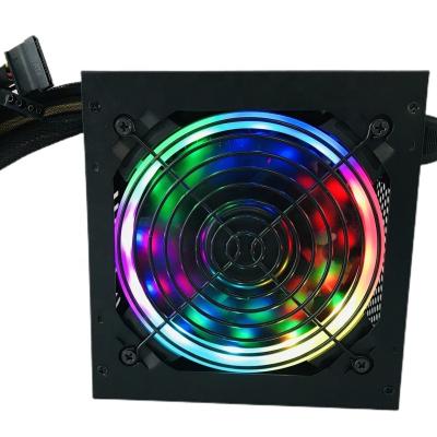 China Factory direct sales 600W office desktop computer power with RGB lamp fan power supply unit PC power for sale