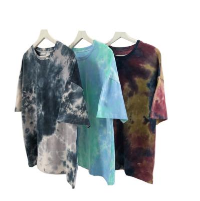 China 2021 Custom Men's Cotton Short Sleeve T-shirt Round Neck Anti Shrink Printing Tie Dye T Shirt Oversized For Men Unisex Tie Dye Tee for sale