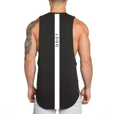 China QUICK DRY 100% Cotton Designer Tank Top Men Deep Hem Black Color Tank Top Custom Logo Plus Size Tank Top for sale