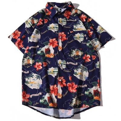 China Manufacturers Anti-pilling Fashion Pattern Short Sleeve Casual Custom Printed Satin Shirt Men for sale