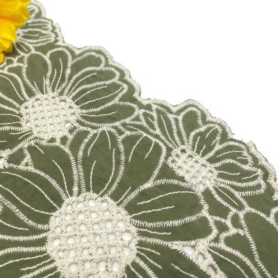 China Fashion Breathable Products Lace Fabric Wholesale Cotton Lace Fabric Embroider Flower Fabrics for sale