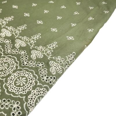 China 2022 Fashion Products Breathable Stretching Custom Cotton Embroidery Fabric Lace Up Fabric For Dress for sale