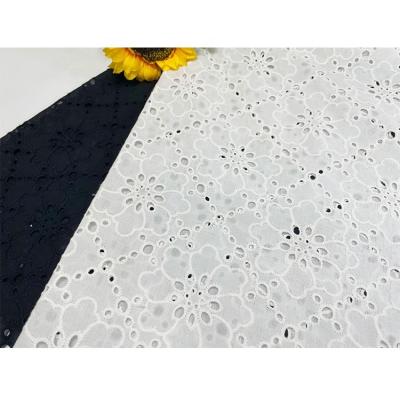 China Breathable White Flower Embroidery Lace Fabric Cotton Lace Fabric High Quality Dress Fabric White Embroidery Fabric for sale