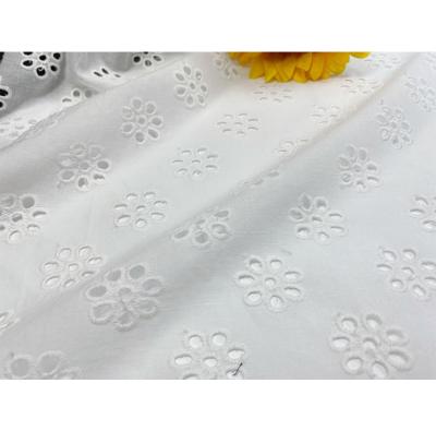 China 2023 breathable popular lace fabric embroidery lace fabric white cotton fabric with embroidery for sale