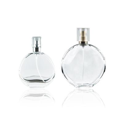 China 2021 Wholesale 50ml 100ml Cosmetic High Quality Circular Clear Spray Black Glass Perfume Bottle for sale