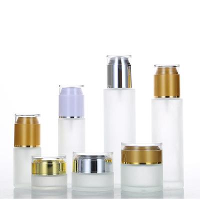 China 20ml 30ml 50ml 100ml Cosmetic Luxury Cosmetic Packaging Frosted Glass Bottle Airless Empty Lotion Bottle for sale