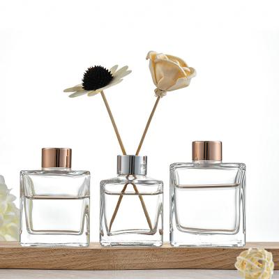 China Wholesale New Arrival Cosmetic Home Essential Oil 50ml 100ml 150ml 200ml Luxury Clear Glass Reed Diffuser Bottles for sale