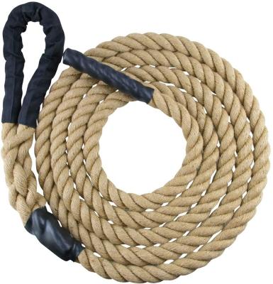 China High Density Wholesale Gym Training Rope Exercise Jute 1.5 Inch Climbing Rope With Hook For Climbing for sale