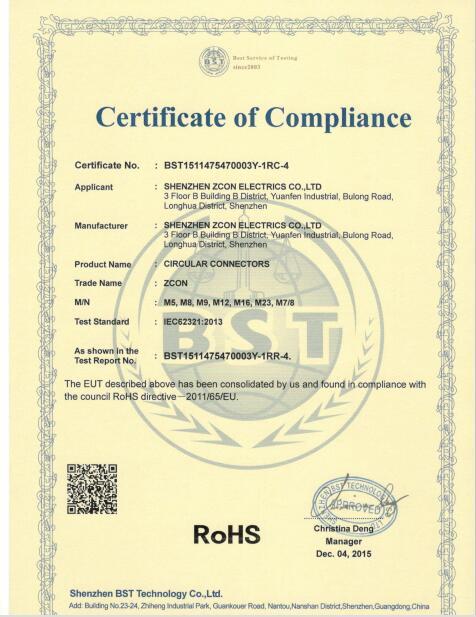 RoHS - Shenzhen Cazn Electrics Co., Ltd.