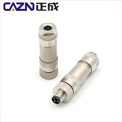 China Automotive M8 connector metal assembly 3pin 4pin plug connector shield M8 for sale