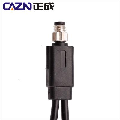 China Automotive M8 splitter 3 connector 4 5 6 8 pin M8 male to famale 1 to 2 plug cable connector Y type for sale