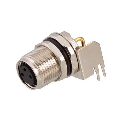 China CAZN Aviation Socket M8 Electronic Angled Female PCB IP67 Waterproof Connector for sale