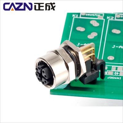 China Automotive Right Angle 90degree Elbow Male M12 X-code 8Pin PCB Mount Socket Connector for sale