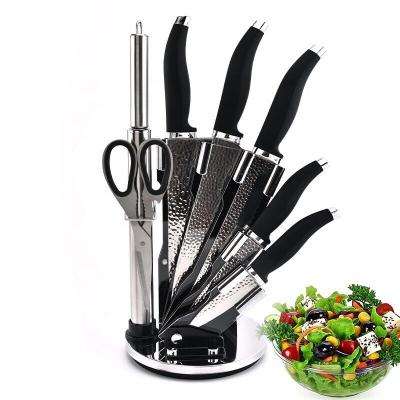 China Stocked Hot Sale 8 Pcs Stainless Steel Chef Knives Set Professional Kitchen Knife Set With Block for sale