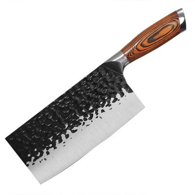 China Household kitchen knife stainless steel chef meat cleaver viable hot sale thickened hand forged hammer pattern chop bone knife for sale