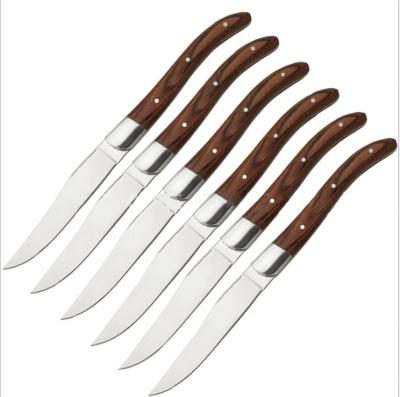 China Steak Knife Sustainable With Wood Color Handle Stainless Steel Steak Knife for sale