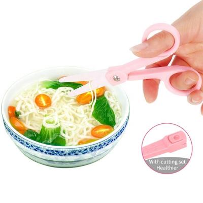 China Plastic Children's Baby Scissors Ceramic Scissors Healthy Baby Food Scissors with Cover Portable Scissors for sale