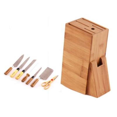 China Universal 7 Slot Knife Block Storage Rack Knife Organizer Wooden Viable Bamboo Storage for sale