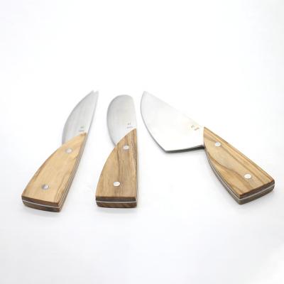 China Viable Unique Cheese Slicer Stainless Steel Butter Cheese Knife Set Wooden Handle Cheese Cutter Tools Set for sale