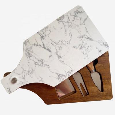 China Newest Sustainable Cheese Board and Cheese Knife Set Marble Cheese Board Set for sale