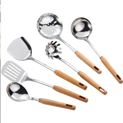 China Sustainable Cookware Set 6 Piece Beech Handle Stainless Steel Cookware Set for sale