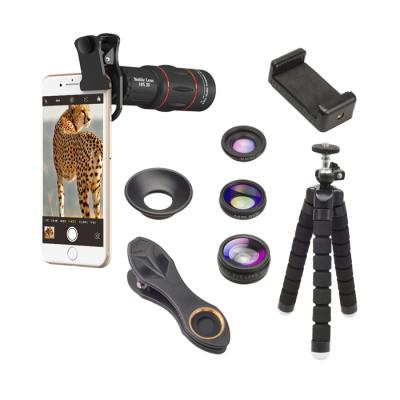 China Portable Black Optical Lens Mobile Phone 18x Zoom Telephoto Lens With Mini Tripod for sale