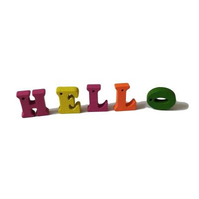 China Eco - Friendly Handmade Decorative Accessories Color Letters Mixed Wood Chips Toys for sale