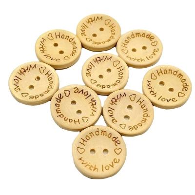 China Sustainable Custom Original Round Two Holes Handmade Wooden Buttons for sale