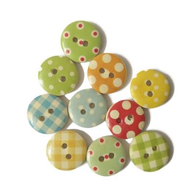 China Environmental Friendly Laser Printing Color Viable Pattern Around Wooden Buttons For DIY for sale