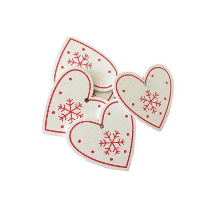 China Eco-friendly White Red Christmas Crafts Red Heart Shape Wooden Hanging Decoration for sale