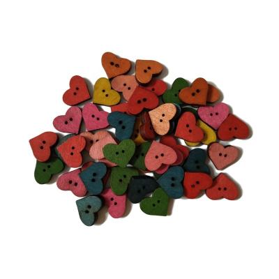 China Sustainable DIY Material Two Hole Kids Hearts Shape Wooden Button For Creation for sale