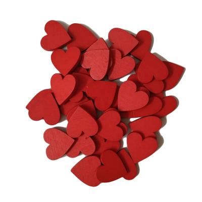 China MOQ Global Lot Christmas Ornaments Painted Red Wooden Heart For Hanging Crafts for sale