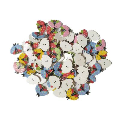 China Global Kids Decorative Ladybug Shaped Wood Chips Buttons For Scrapbooking Making for sale