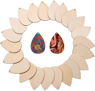 China Europe 100pcs Wooden Teardrop Earrings Pendant With Empty Holes Wooden Earrings DIY Jewelry Production for sale