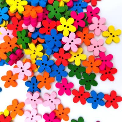 China Best Selling Folk Art Custom Wooden Flower Buttons Diy Projects for sale