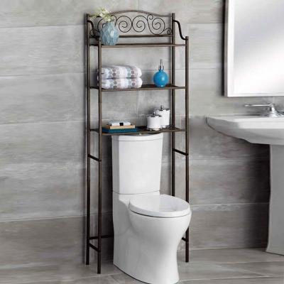 China ROUND TUBE WITH STRAIGHT SHARP 3-Layer Floor Standing Storage Toilet Shelf Bathroom Shelf Space Saver Above Toilet for sale