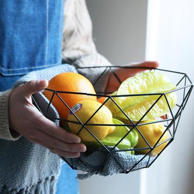 China Geometry Fruit Vegetable Display Rack Kitchen Storage Iron Creative Fruit Basket Stored for sale