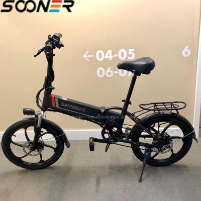 China EU USA warehouse 20inch aluminum alloy folding samebike electric e-bike Shimano 7speed 20lvxd30 cheap city electric bicycle for sale