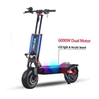 China 2021 Best Selling 13 Inch Dual Motor 6000W Unisex Kick Scooter Powerful Adult Foldable Scooter With Double Suspensions for sale