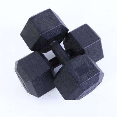 China Durable Custom Colored Plastic Plate 5Kg 7.2Kg 10Kg Hexagon Cement Dumbbell Set for sale